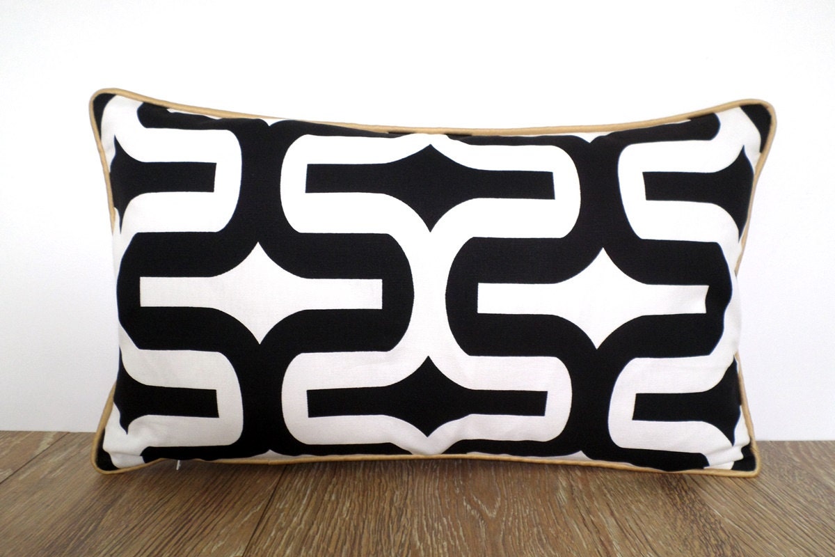 Black and white pillow cover 20x12 black sofa by anitascasa