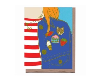 Gold Foil Enamel Pins Birthday Card