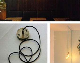 Any Color Custom Pendant Lighting- Bare Bulb Edison Lamp Modern Industrial Chandelier- Hardwired or Plug In Vintage Antique Cord