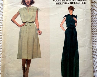 Vintage 70s Vogue 1928 Designer Original Belinda Bellville flared pullover dress