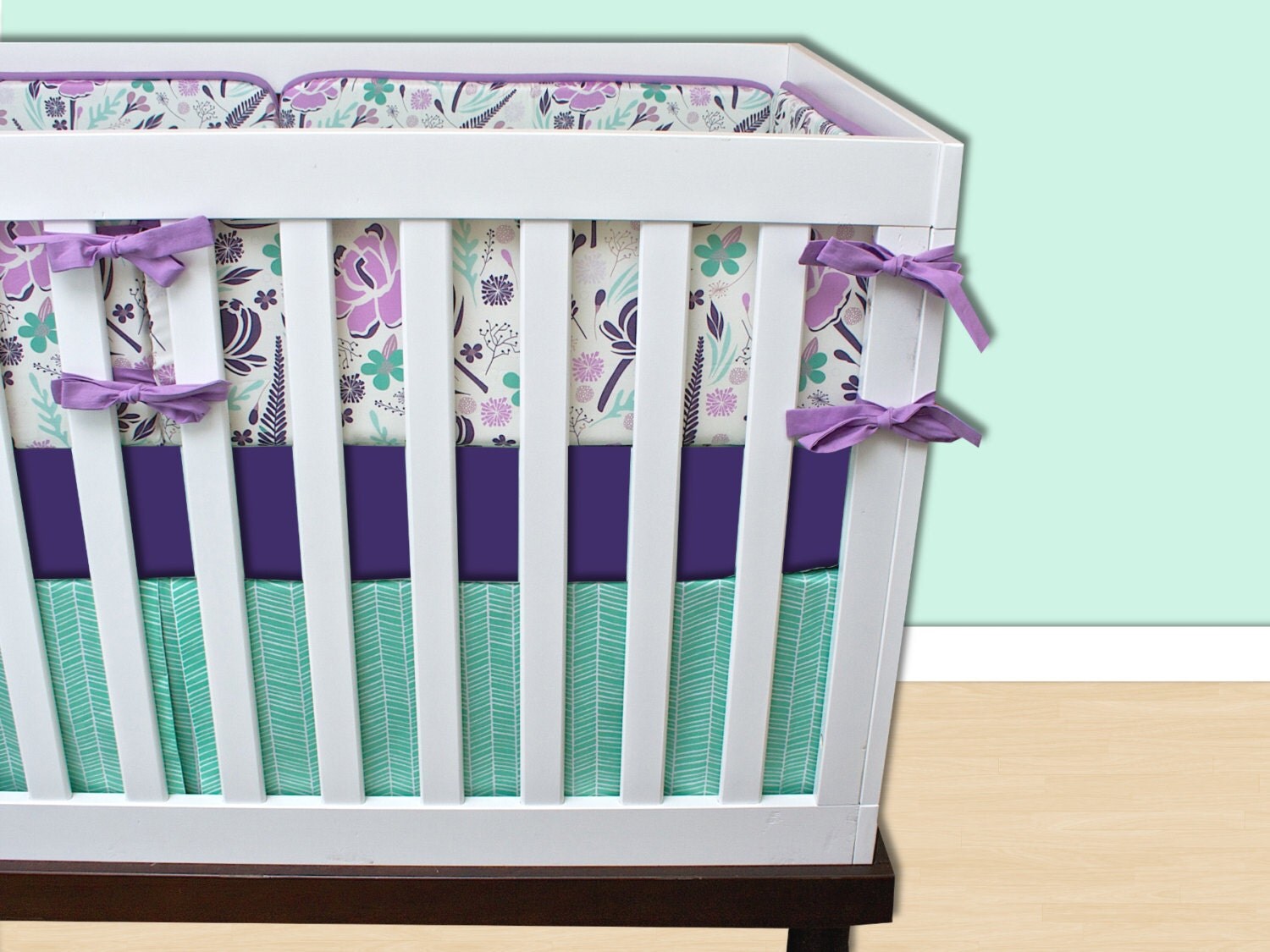 Purple and Mint Floral Crib Bedding Nursery Bedding Baby