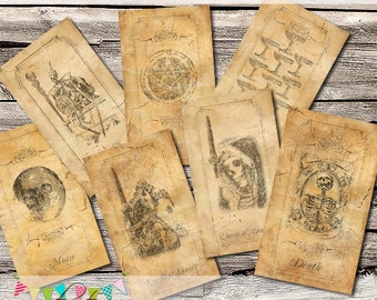 Full Antiqued Gothic Tarot Card Set - 78 cards - Printable - Instant Download
