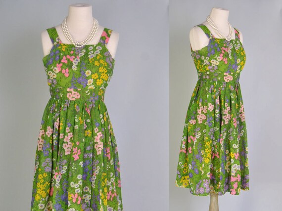 Vintage Sleeveless Dress 60s Designer Miss Elliette Tea Dress