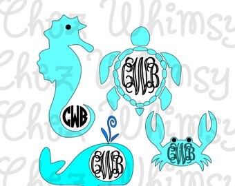 Seahorse SVG, Sea Turtle SVG, Crab Svg, Whale Svg, Underwater SVG Files, Vinyl Cutting Files, Cutting Machine Files, Design Files