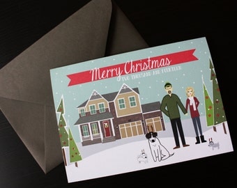Christmas Cards (with Custom House) : Custom Illustrated
