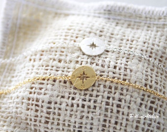 Compass Bracelet in Gold / Silver. Fun Jewelry. Modern Jewelry. Travel Souvenir. Unisex Gift (PBL- 27)