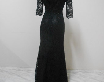 Floor length lace dress maxi dress long sleeves High