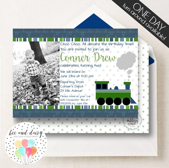 Train Invitation, Train Birthday Invitation, Train Party, Boy First Birthday, Boy Birthday, Train Invite, Printable Train Photo Invite Il_570xn