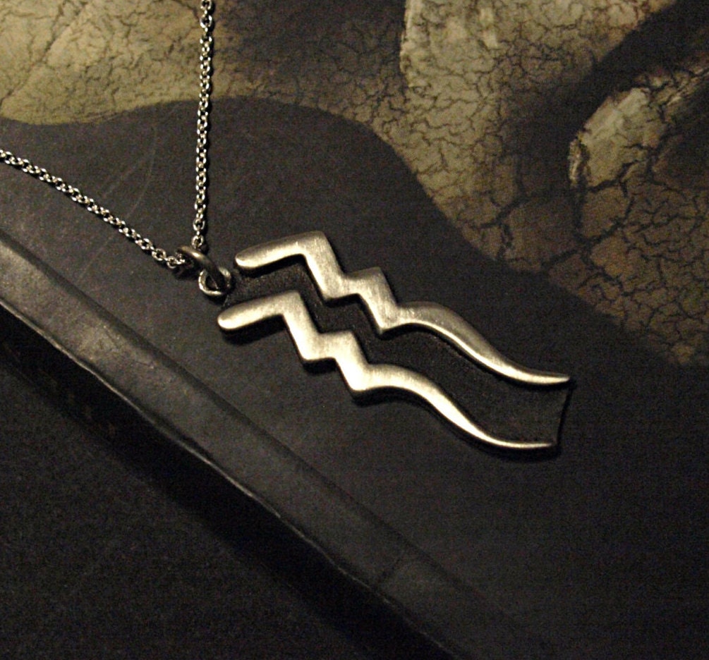 Aquarius charm necklace zodiac jewelry horoscope sign symbol