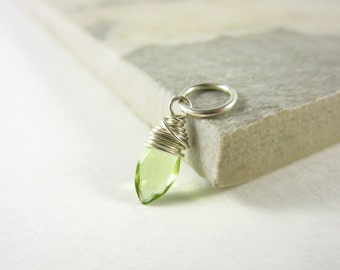 Tiny Charms - S - Sterling Silver Charms - Peridot Gemstone Jewelry - August Birthstone Jewelry - Peridot Birthstone Charm - Peridot Charms