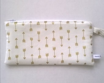 Gold Pencil Case - Personalized Pencil Pouch - Zipper Pouch - Pencil Case - Gifts Under 15