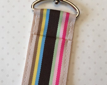 Sandcastle Ribbon Chapstick Holder- Tan, Brown, Pink, Yellow, Green and Blue Stripe Lip Balm Holder