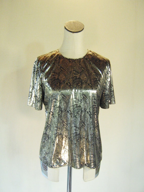 metallic silver shirt women's