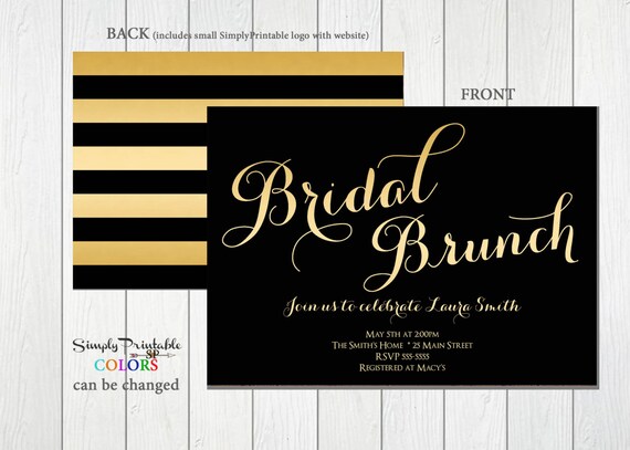 Bridal Shower Invitation Gold and Black, Striped Bridal Shower Invite, Modern Bridal Shower Invitation Wedding Shower Invite Il_570xn