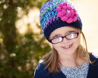 Unique Handmade Gifts - Crochet Hat with Flower - Girl's Hat - Girl's Winter Hat - Hand Crocheted Items
