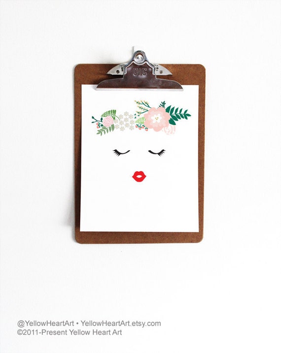 Flower Crown Wall Art Print 8x10 or 11x17 in by YellowHeartArt