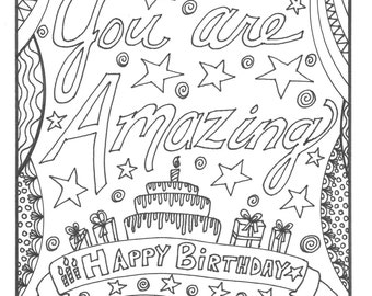 Birthday Coloring Pages / Personalized / Custom Coloring Page