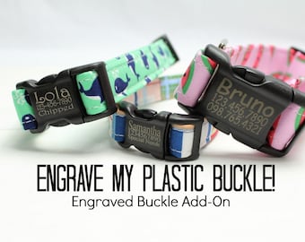 Engraved Plastic Buckle (UPGRADE ONLY - Cannot be purchased alone!) | Engrave My Buckle! | Engraved Dog Collar | Engraved Buckle