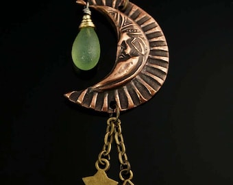 FRISKEY handmade Lampwork Glass Beads & Jewelry, Moon Light pendant necklace