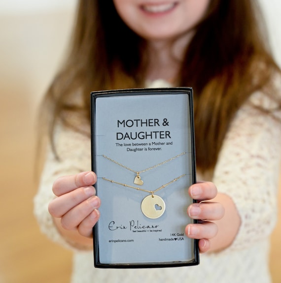 Mom Daughter Jewelry 14k Gold Necklace Mother by erinpelicano