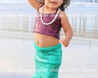 mermaid top party mermaid halloween costume shirt halter sequin mermaid crop top tank top shirt birthday costume baby toddler girl