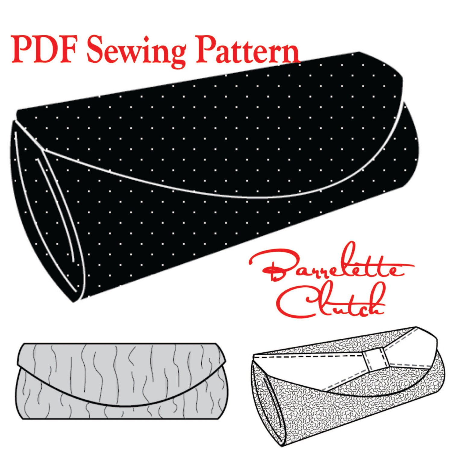Barrelette Clutch by Toriska PDF sewing pattern clutch purse