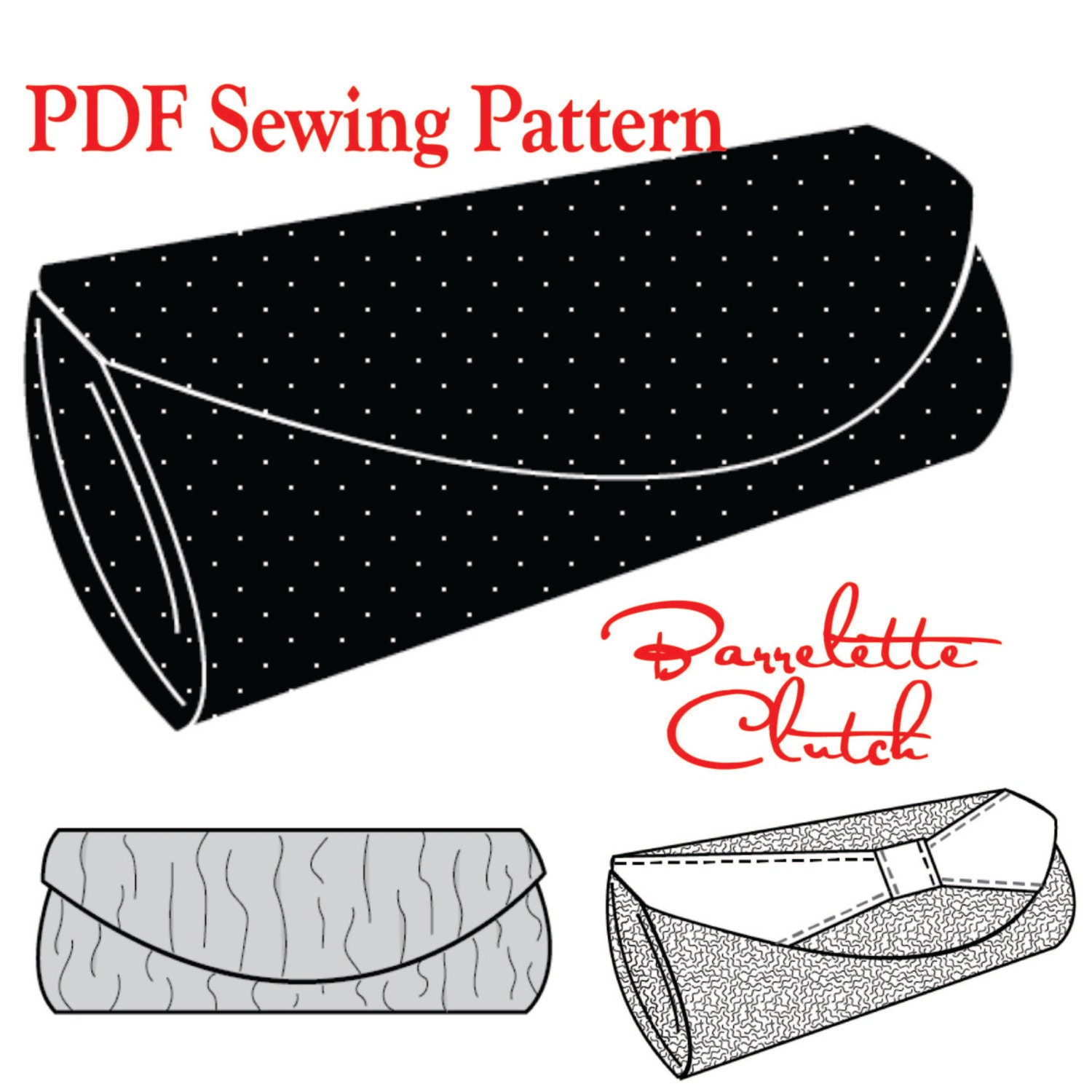 Barrelette Clutch By Toriska PDF Sewing Pattern Clutch Purse