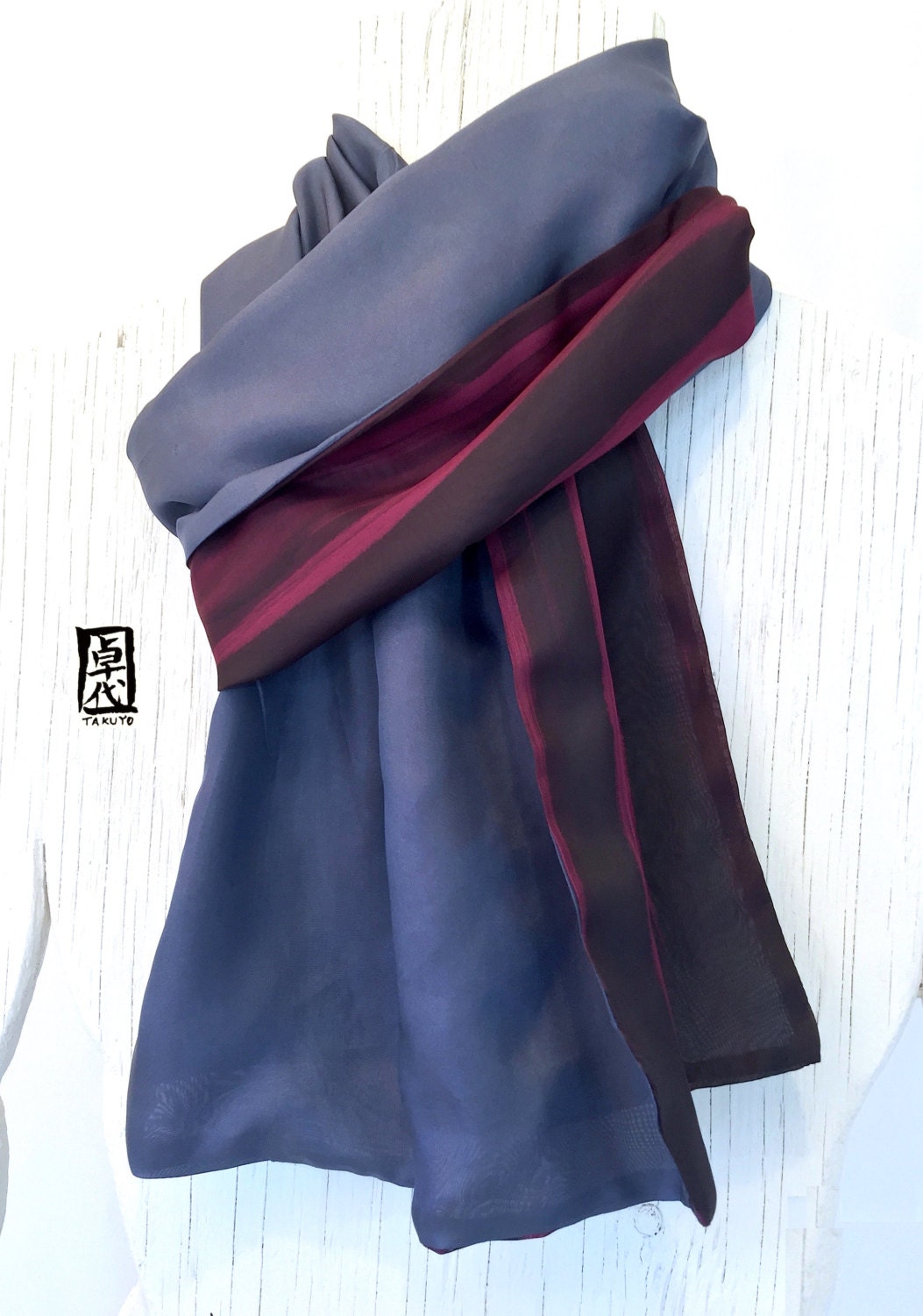 Mens Silk Scarf Handpainted ETSY Gift for him Gift for