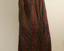 Antique 1800 Victorian Long Skirt Red & Green Stripe Handmade