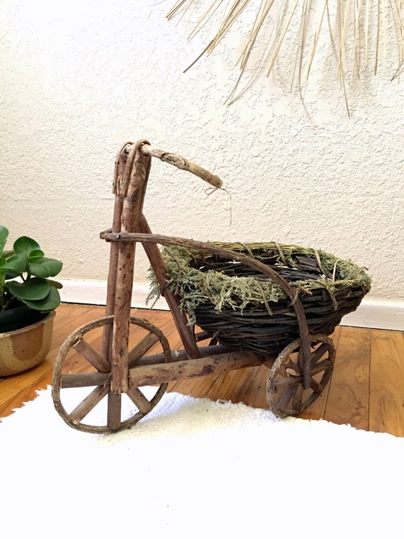 Vintage Wooden Tricycle Planter Display