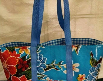 large oilcloth tote bag