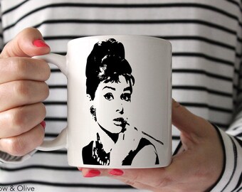 Audrey Hepburn Mug Breakfast at Tiffanys Coffee Mug Cup Holly Golightly Mug Gift for Her Gift for Friend BFF 11oz / 15oz sizes P0001