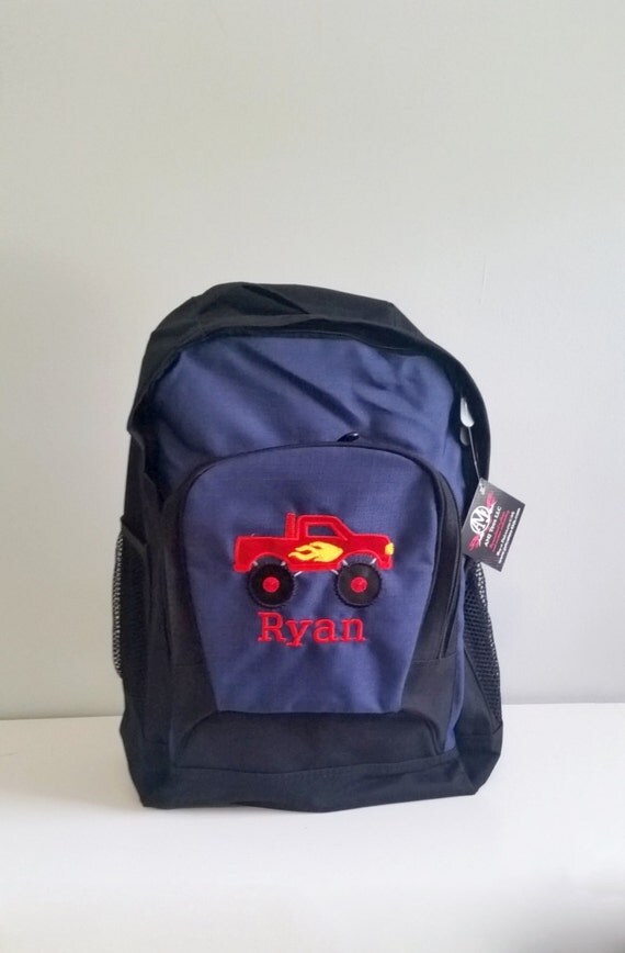 Personalized monster truck backpack for boys Boys school