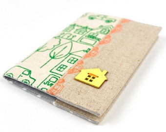 Kid's Passport Holder in Hand Printed Fabric Passport Cover Little Village Linen Travel Accessory