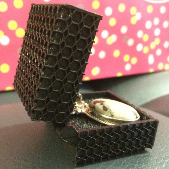 3D Printed Jewelry Box Black Box 3D Printed Hexagon by