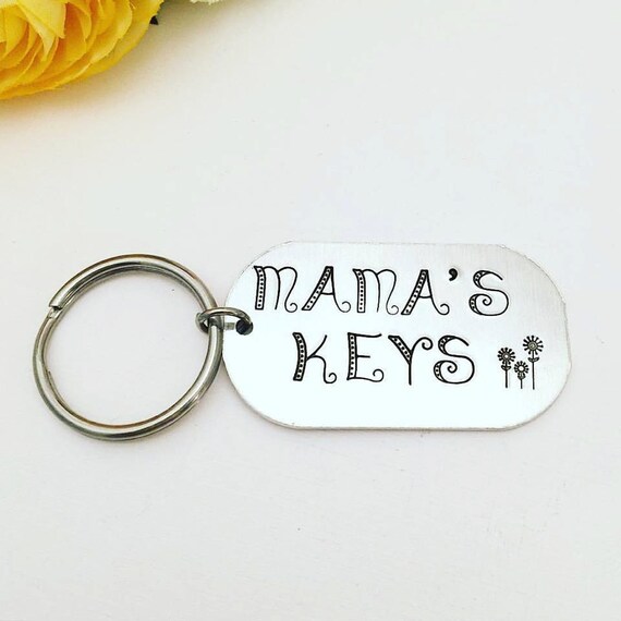 Personalized Mom Keychain Hand Stamped Keychain Mom Key