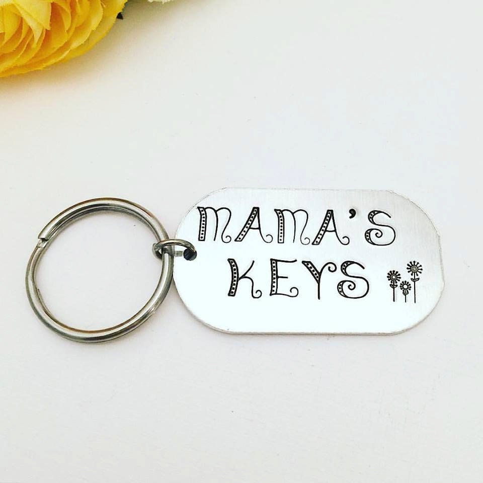 Personalized Mom Keychain - Hand Stamped Keychain - Mom Key chain - Mom Gift - Mommy Keychain - Stamped Metal Keychain - Personalized Key