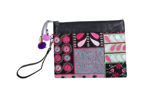Patchwork Clutch Embroidered Fabric Adorned With by ThaiHandbags