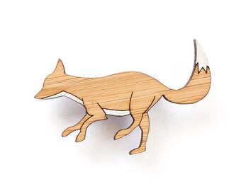 Fox brooch - laser cut jewellery - wooden fox brooch - fox jewelry - fox badge