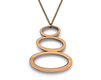 Everyday necklace long - statement necklace - abstract necklace - Laser cut wooden minimalist jewelry - jewellery