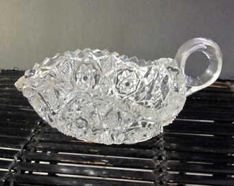 Vintage mid century tri pointed cut glass candy dish