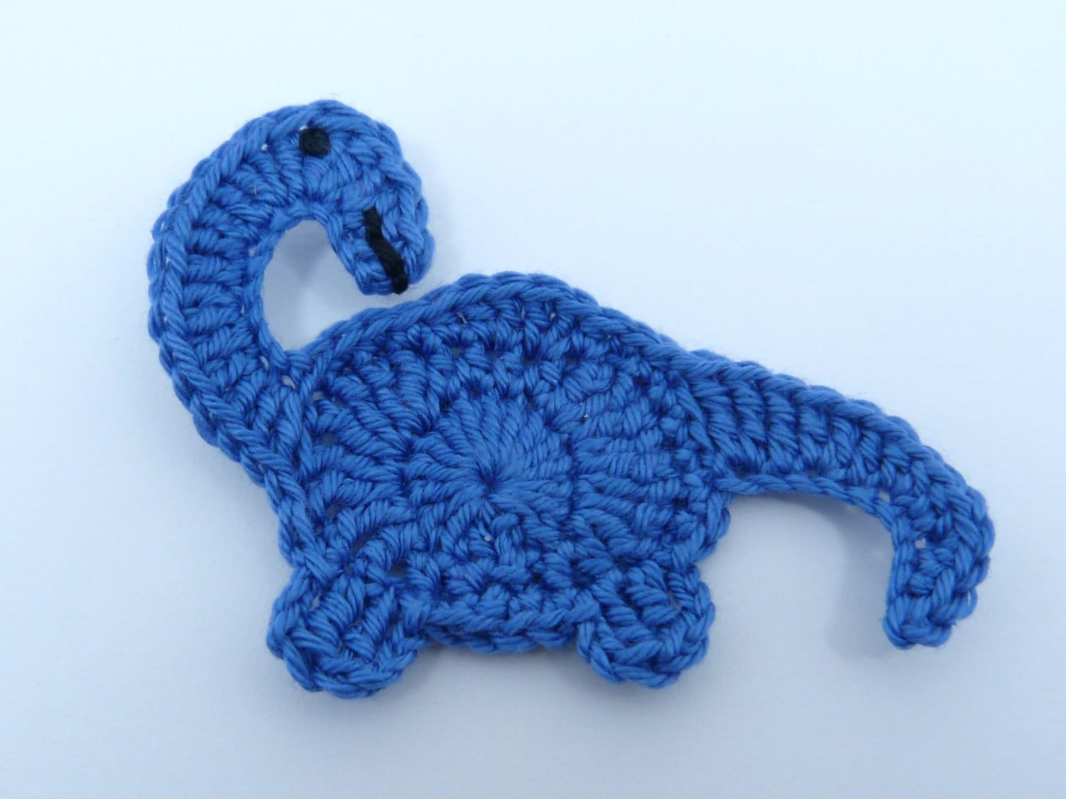 Crochet dinosaur, Crochet appliques, 1 blue applique dinosaur