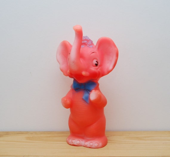 pink elephant squeaky dog toy