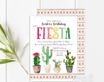 Cactus Fiesta Invitations - Birthday Invitations - Cinco de Mayo Invitations