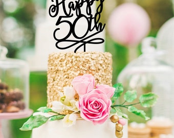 50th Birthday Cake Topper - Happy 50th Cake Topper - 50th Anniversary Cake Topper