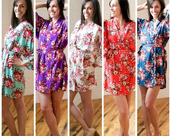 Floral Robe-Cotton,Bridesmaid Robe,Wedding Robe,Bridesmaid Gift,Bridal Party Robe,Bridal Party Gift,Bridal Robe,Maternity Robe,Plus Size,Kid