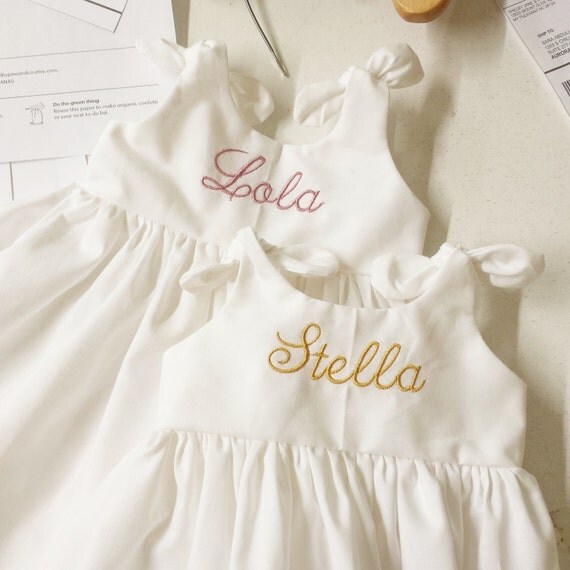 White baby dress Monogrammed preemie coming home outfit