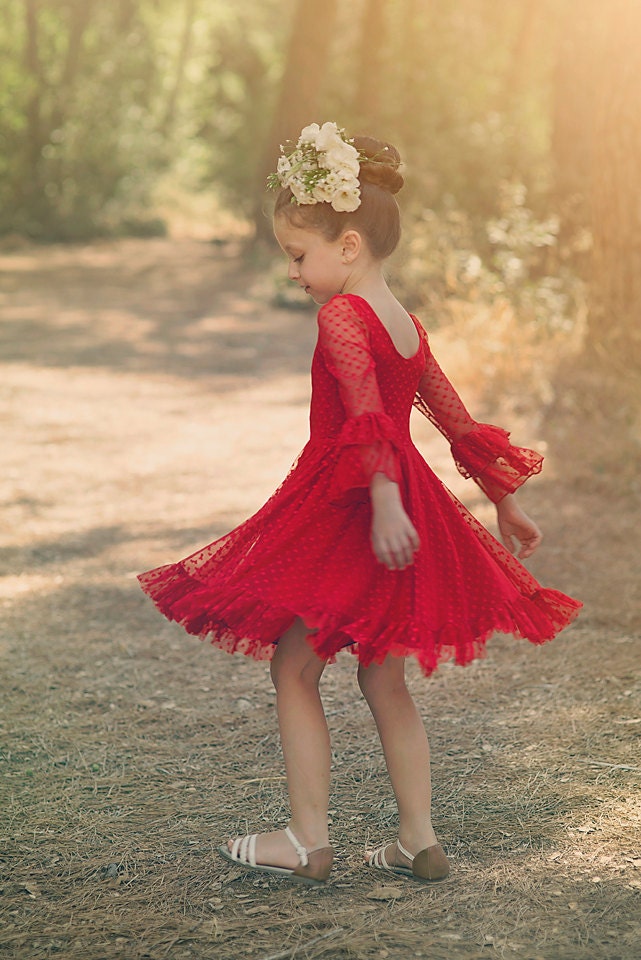 Girls Red Lace Christmas Dress Twirly Christmas Dress - 641 x 960 jpeg 122kB