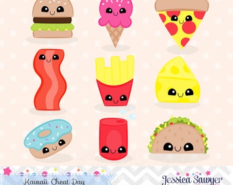 INSTANT DOWNLOAD, kawaii junk food clipart and vectors for personal and commercial use