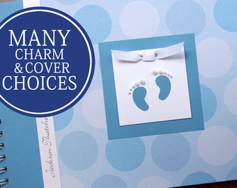 Baby Journal | Baby Book Boy | Baby Album | Baby Memory Book | Personalized Baby’s First Year Book | Boy | Large Blue Polka Dots
